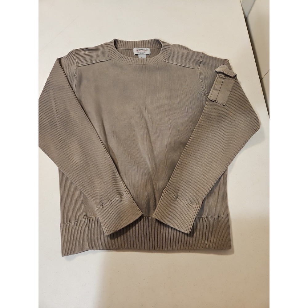 Levi's Sweater Ribbed Knit 100% Cotton Crew Neck Brown Utility Pocket (A1275)